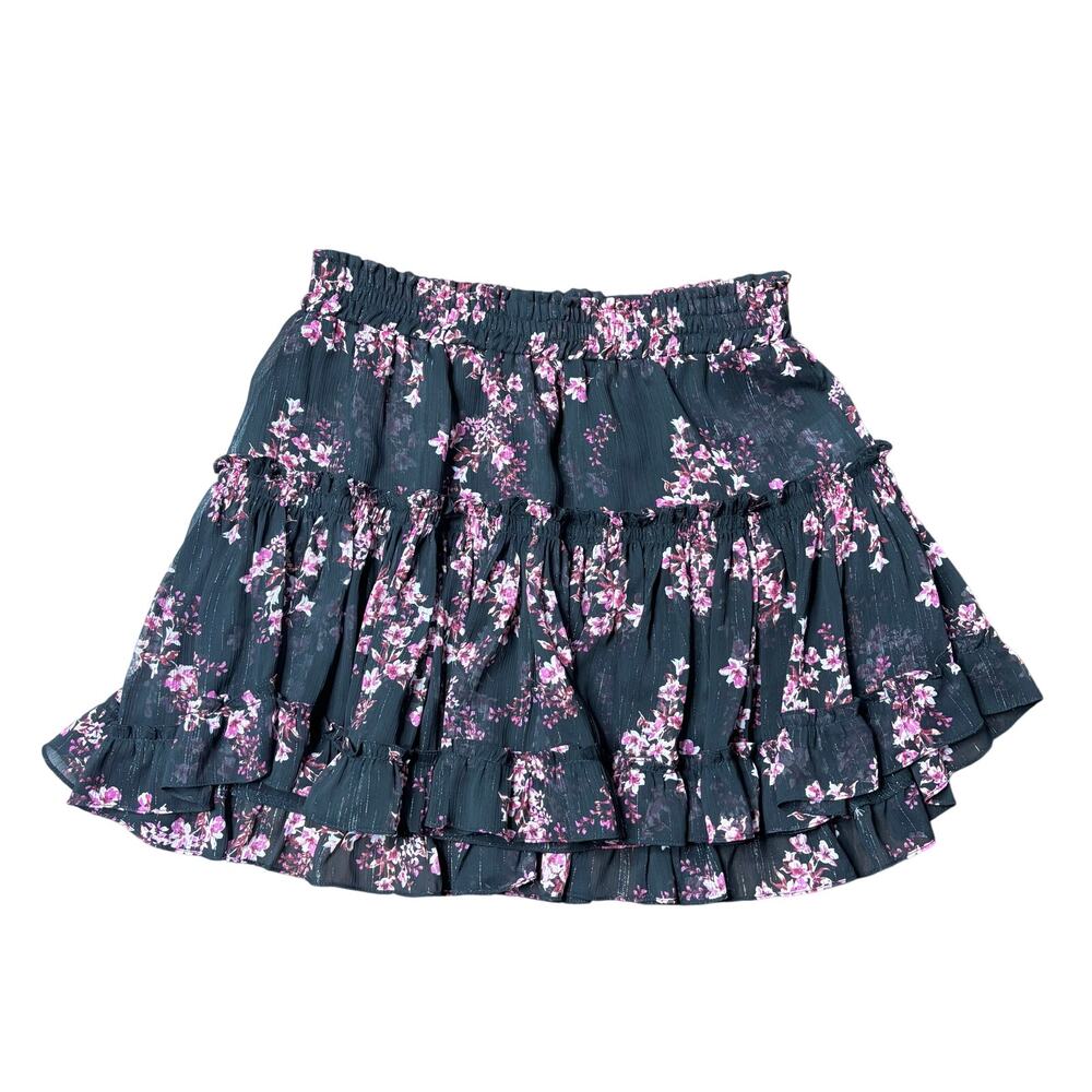Misa Los Angeles Marion Black Floral Mini Skirt S